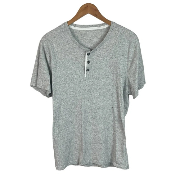 TS125 Men’s Old Navy Marled SOFT Wash Stylish Henley T Shirt L - Picture 1 of 4